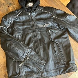 Mens Harley-Davidson XL 3-in-1 Black Leather Jacket